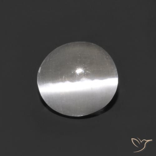 0.75ct Натуральный Ясно Белый Силлиманит Кошачий Глаз, Овал, Прозрачный