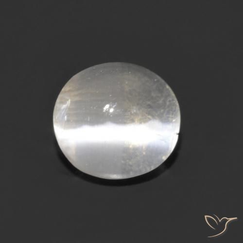 1.14ct Натуральный Ясно Белый Силлиманит Кошачий Глаз, Овал, Прозрачный