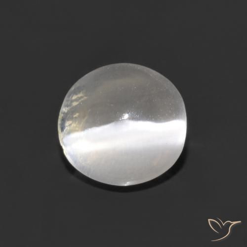 1.05ct Натуральный Ясно Белый Силлиманит Кошачий Глаз, Овал, Прозрачный