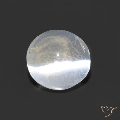 1.29ct Натуральный Ясно Белый Силлиманит Кошачий Глаз, Овал, Прозрачный