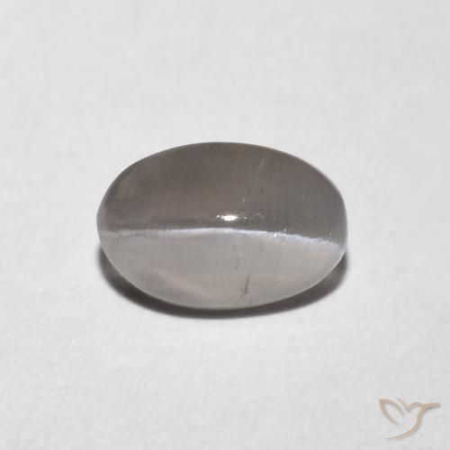0.99ct Натуральный Очень светло-серый Силлиманит Кошачий Глаз, Овал, Прозрачный