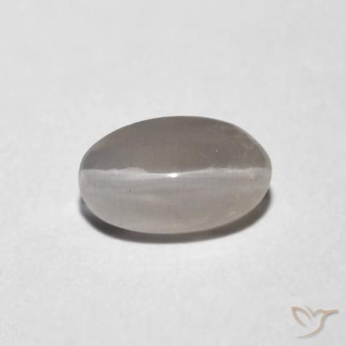 1.06ct Натуральный Очень светло-серый Силлиманит Кошачий Глаз, Овал, Прозрачный