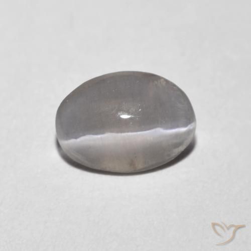 0.73ct Натуральный Очень светло-серый Силлиманит Кошачий Глаз, Овал, Прозрачный