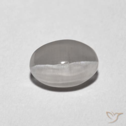 1.18ct Натуральный Очень светло-серый Силлиманит Кошачий Глаз, Овал, Прозрачный