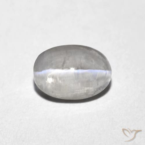 1.10ct Натуральный Очень светло-серый Силлиманит Кошачий Глаз, Овал, Прозрачный