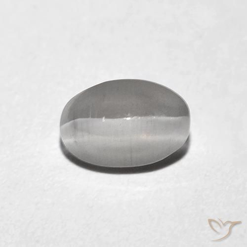 0.85ct Натуральный Очень светло-серый Силлиманит Кошачий Глаз, Овал, Прозрачный