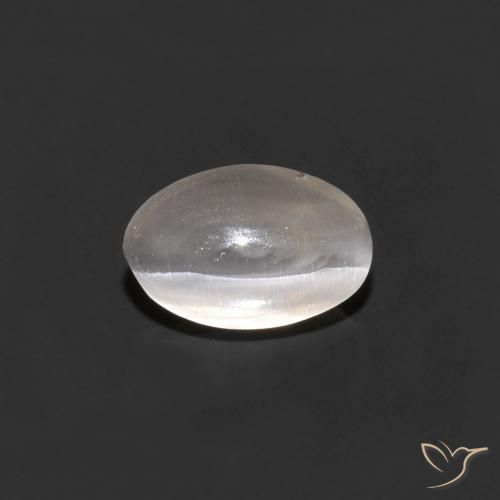 0.68ct Натуральный Очень светло-серый Силлиманит Кошачий Глаз, Овал, Прозрачный