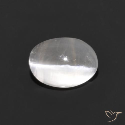 1.30ct Натуральный Очень светло-серый Силлиманит Кошачий Глаз, Овал, Прозрачный