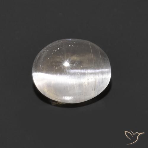0.98ct Натуральный Очень светло-серый Силлиманит Кошачий Глаз, Овал, Прозрачный
