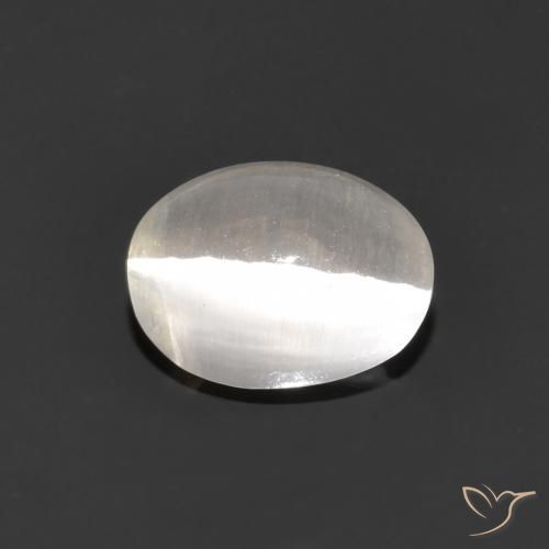 1.15ct Натуральный Очень светло-серый Силлиманит Кошачий Глаз, Овал, Прозрачный