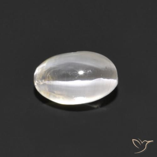 1.06ct Натуральный Очень светло-серый Силлиманит Кошачий Глаз, Овал, Прозрачный
