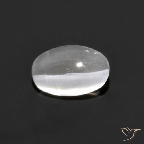 0.77ct Натуральный Очень светло-серый Силлиманит Кошачий Глаз, Овал, Непрозрачный