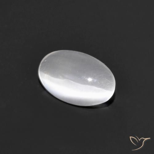 0.77ct Натуральный Очень светло-серый Силлиманит Кошачий Глаз, Овал, Прозрачный