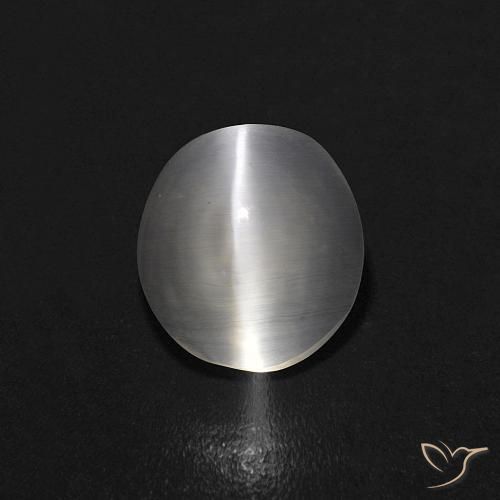 1.08ct Натуральный Теплый белый Силлиманит Кошачий Глаз, Овал, Прозрачный