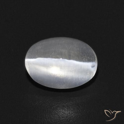0.91ct Натуральный Белый Силлиманит Кошачий Глаз, Овал, Прозрачный