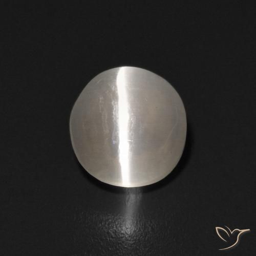 0.90ct Натуральный Теплый белый Силлиманит Кошачий Глаз, Овал, Прозрачный