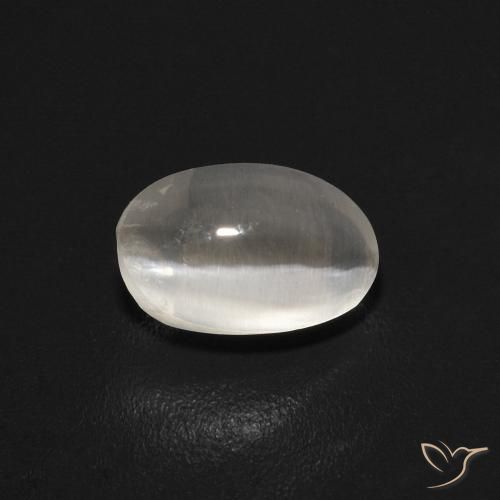 0.74ct Натуральный Очень светло-серый Силлиманит Кошачий Глаз, Овал, Прозрачный