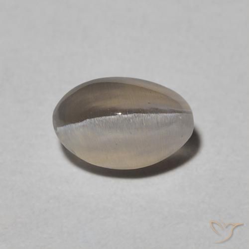 0.97ct Натуральный Warm Grey Силлиманит Кошачий Глаз, Овал, Полупрозрачный
