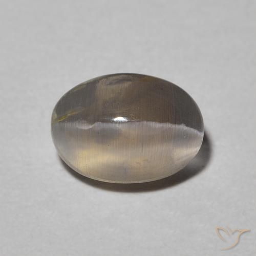 0.99ct Натуральный Светло-серый Силлиманит Кошачий Глаз, Овал, Полупрозрачный