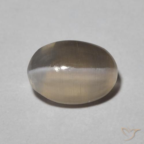 1.09ct Натуральный Warm Grey Силлиманит Кошачий Глаз, Овал, Полупрозрачный