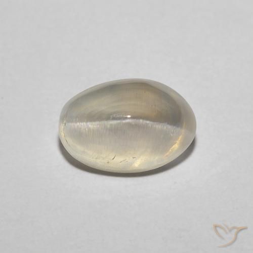 1.51ct Натуральный Светло-желтый Силлиманит Кошачий Глаз, Овал, Полупрозрачный