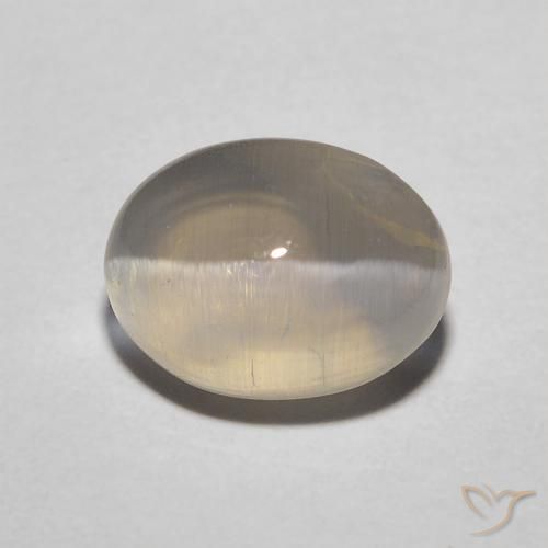 1.72ct Натуральный Светло-желтый Силлиманит Кошачий Глаз, Овал, Полупрозрачный