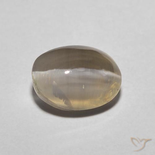1.32ct Натуральный Светло-желтый коричневый Силлиманит Кошачий Глаз, Овал, Полупрозрачный