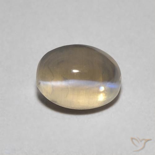 0.95ct Натуральный Светло-желтый коричневый Силлиманит Кошачий Глаз, Овал, Прозрачный
