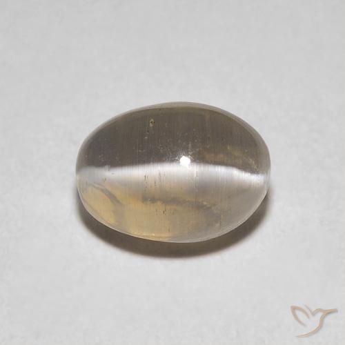 1.29ct Натуральный Очень светло-коричневый Силлиманит Кошачий Глаз, Овал, Прозрачный