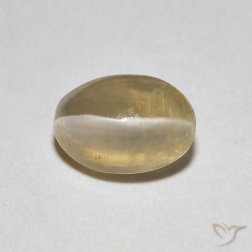 1.08ct Натуральный Очень светло-коричневый Силлиманит Кошачий Глаз, Овал, Прозрачный