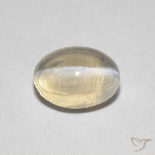 0.86ct Натуральный Очень светло-коричневый Силлиманит Кошачий Глаз, Овал, Прозрачный