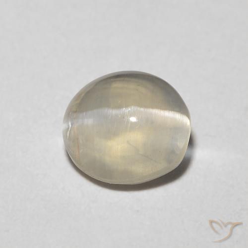 1.08ct Натуральный Теплый белый Силлиманит Кошачий Глаз, Овал, Прозрачный