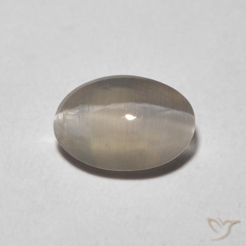 0.98ct Натуральный Очень светло-серый Силлиманит Кошачий Глаз, Овал, Прозрачный