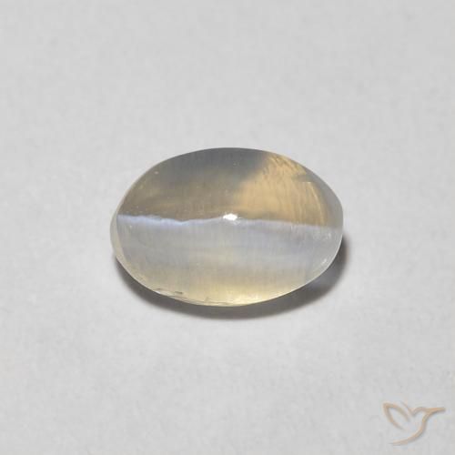 0.81ct Натуральный Теплый белый Силлиманит Кошачий Глаз, Овал, Прозрачный