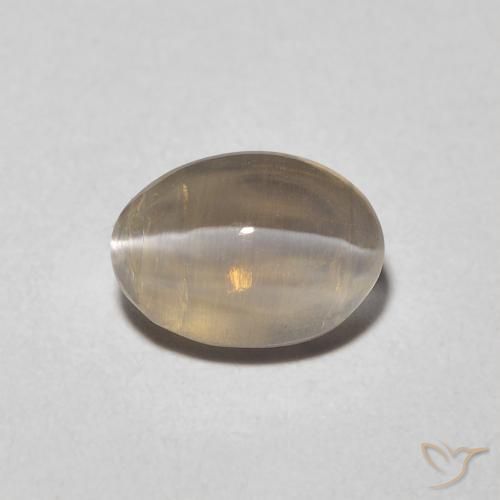 1.23ct Натуральный Очень светло-коричневый Силлиманит Кошачий Глаз, Овал, Прозрачный