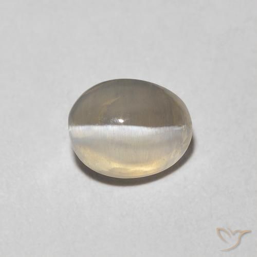 1.16ct Натуральный Очень светло-серый Силлиманит Кошачий Глаз, Овал, Прозрачный