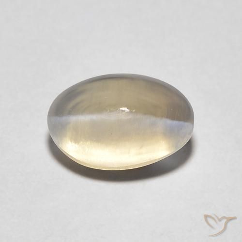 1.44ct Натуральный Светло-желтый коричневый Силлиманит Кошачий Глаз, Овал, Прозрачный