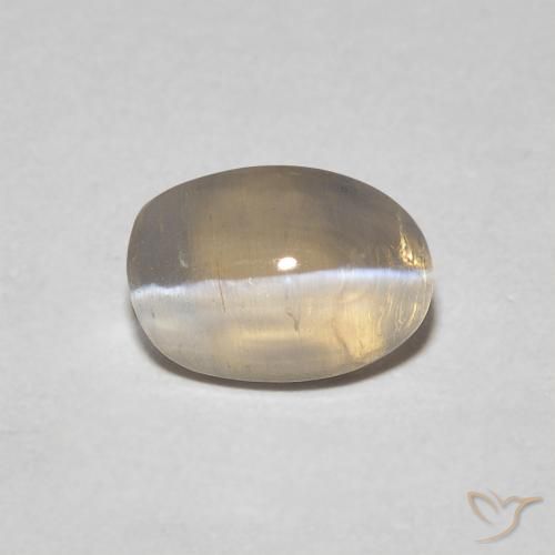 0.93ct Натуральный Светло-желтый коричневый Силлиманит Кошачий Глаз, Овал, Прозрачный