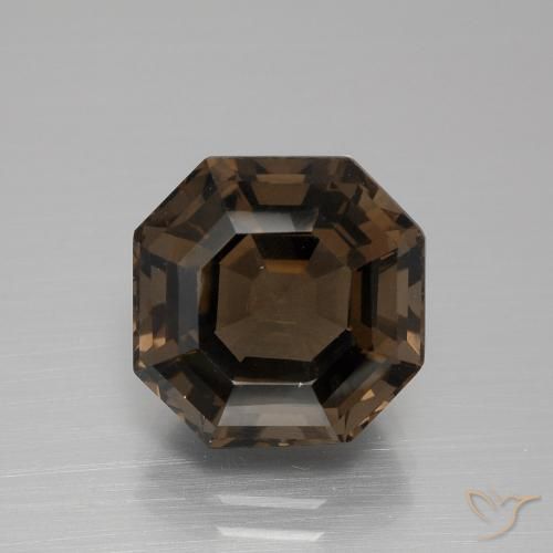 6.28ct Натуральный Шоколадно-коричневый Дымчатый кварц, Изумрудная огранка, VVS-VS