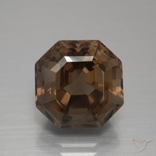 7.95ct Натуральный Коричневый Дымчатый кварц, Изумрудная огранка, VVS-VS