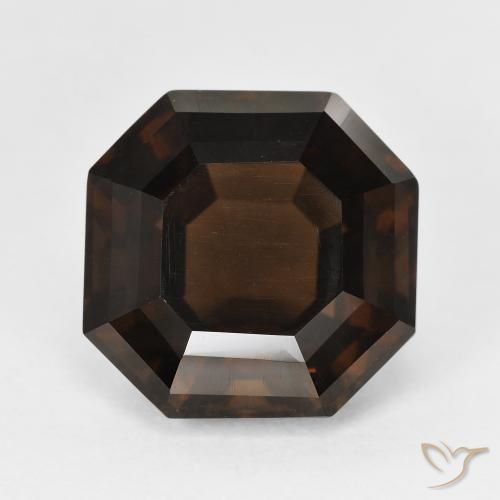 7.34ct Натуральный Темно-коричневый Дымчатый кварц, Изумрудная огранка, Чистота VVS
