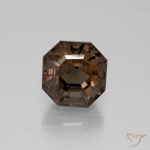 4.60ct Натуральный Коричневый Дымчатый кварц, Изумрудная огранка, Чистота VVS