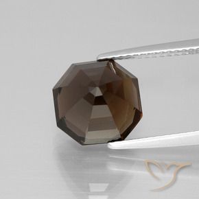 4.75 карата, натуральный Темно-коричневый Дымчатый кварц, Октагон / Изумрудная Огранка, VVS-VS