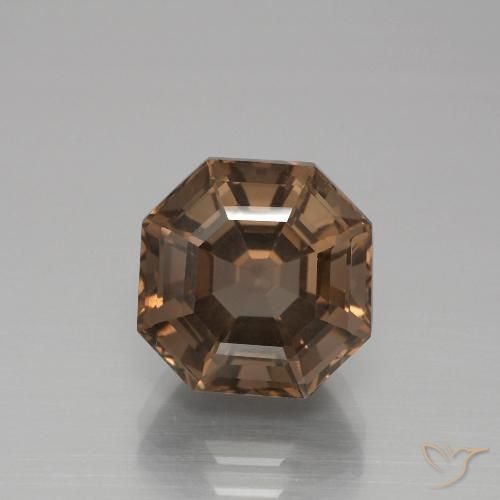 5.40ct Натуральный Коричневый Дымчатый кварц, Изумрудная огранка, Чистота VS