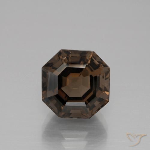 5.43ct Натуральный Темно-коричневый Дымчатый кварц, Изумрудная огранка, Чистота VVS