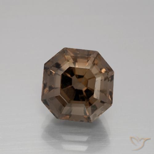 5.11ct Натуральный Шоколадно-коричневый Дымчатый кварц, Изумрудная огранка, Чистота VS