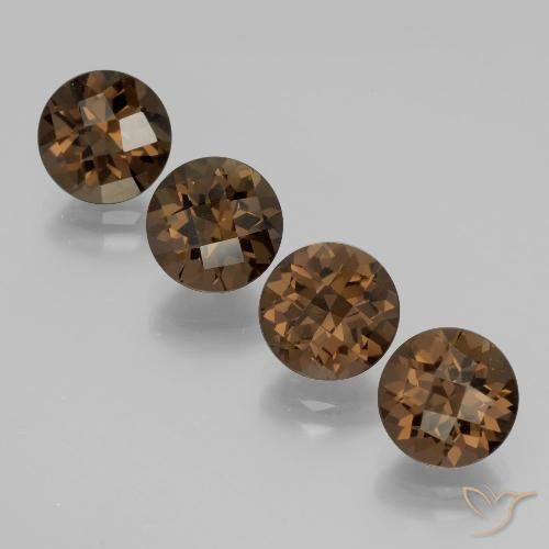 7.51 карата, натуральный Коричневый Дымчатый кварц, Огранка Круг, VVS-VS