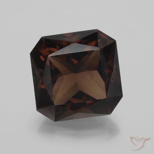 10.44ct Натуральный Темно-коричневая коричневая Дымчатый кварц, Изумрудная огранка, Чистота VVS