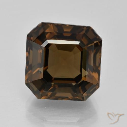 9.84ct Натуральный Коричневый Дымчатый кварц, Изумрудная огранка, Чистота VVS