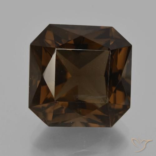 11.95ct Натуральный Красновато-коричневый Дымчатый кварц, Изумрудная огранка, Чистота VVS